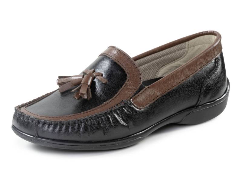 ELENA EDEN, klassische Damen-Slipper, mit herausnehmbarem Fußbett, Schwarz-Braun, Größe 38 von ELENA EDEN