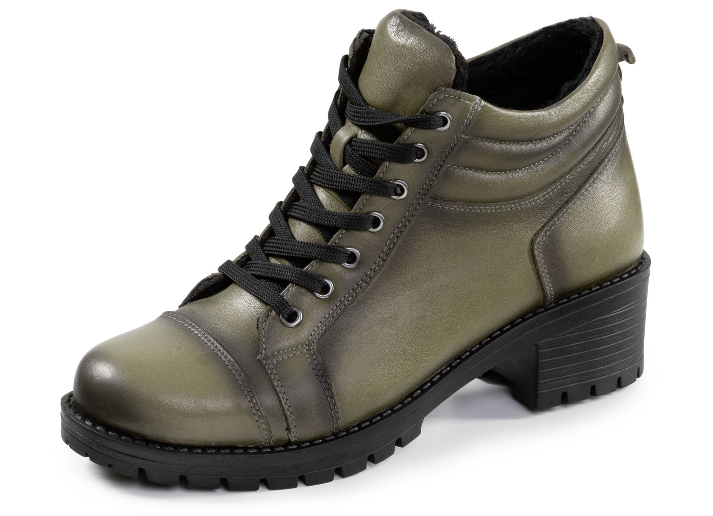 ELENA EDEN, klassische Damen-Stiefeletten, WInterschuhe, mit herausnehmbarem Fußbett, Khaki, Größe 37 von ELENA EDEN