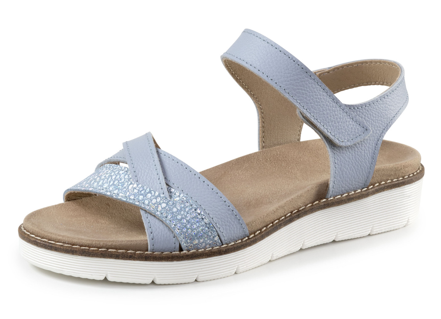 ELENA EDEN, modische Damen-Sandale, Weite H, mit herausnehmbarem Fußbett, Bleu, Größe 37 von ELENA EDEN