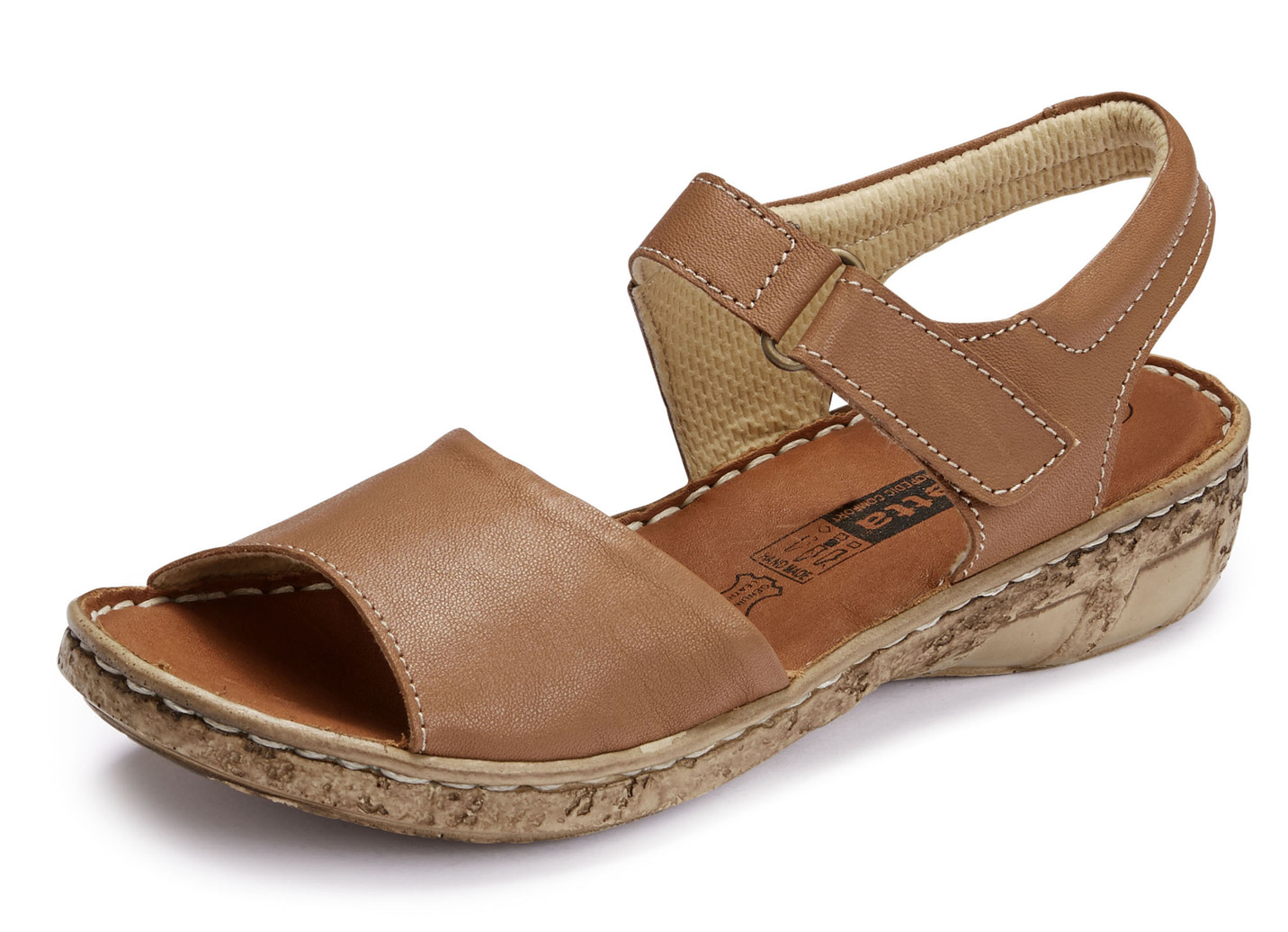 ELENA EDEN, modische Damen-Sandalen, Weite G, mit Klettverschluss, Cognac, Größe 42 von ELENA EDEN