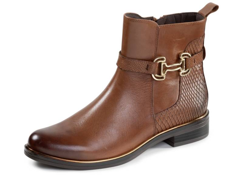 ELENA EDEN, schicke Damen-Stiefeletten, Winterschuhe, Weite G, mit Reißverschluss, Schuhgröße 4, Cognac von ELENA EDEN