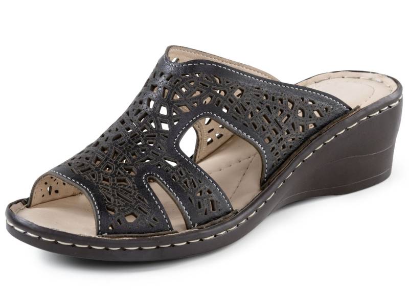 ELENA EDEN, sommerliche Damen-Pantoletten, aus Leder, Schwarz, Größe 40 von ELENA EDEN