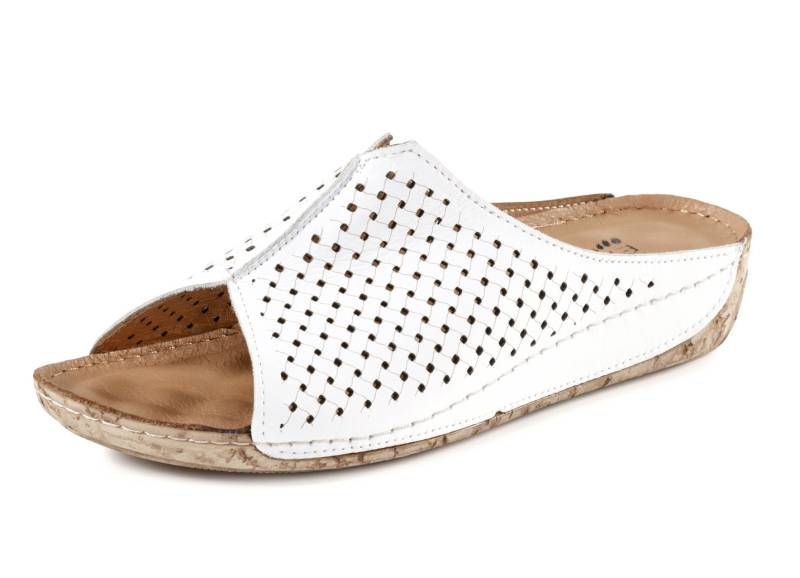 ELENA EDEN, sommerliche Damen-Pantoletten, aus Leder, Weiss, Größe 40 von ELENA EDEN