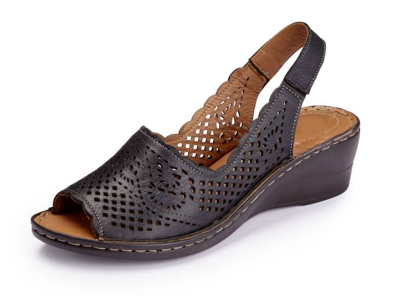 ELENA EDEN, sommerliche Damen-Sandaletten, Weite G, aus Leder, Schwarz, Größe 42 von ELENA EDEN