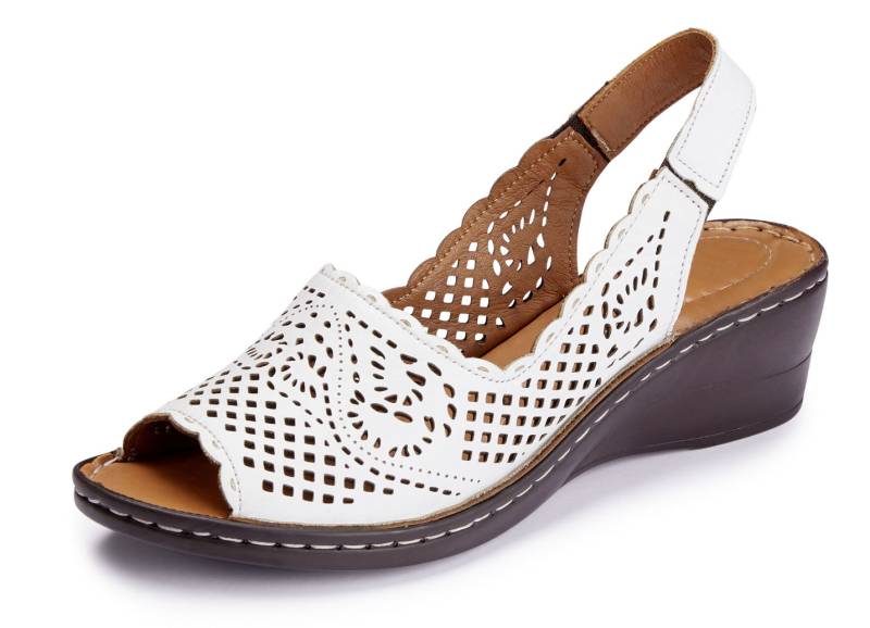 ELENA EDEN, sommerliche Damen-Sandaletten, Weite G, aus Leder, Weiss, Größe 40 von ELENA EDEN