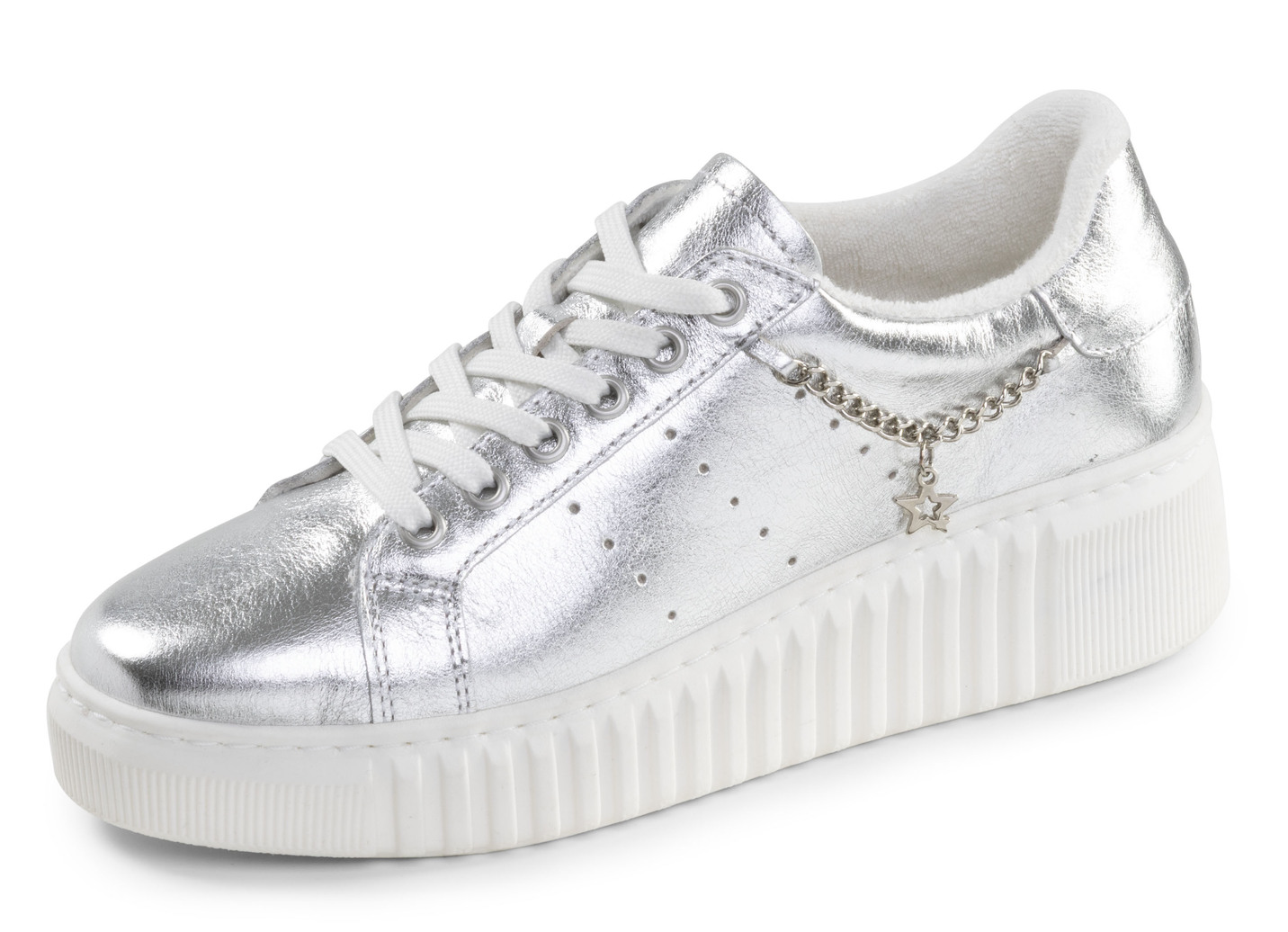 ELENA EDEN, stylische Damen-Sneaker, Weite G, herausnehmbares Fußbett, Silber, Größe 40 von ELENA EDEN