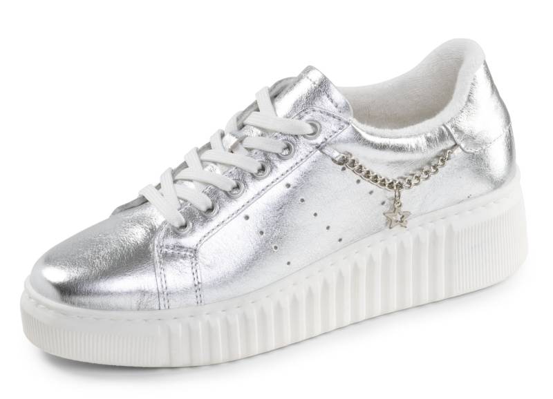 ELENA EDEN, stylische Damen-Sneaker, Weite G, herausnehmbares Fußbett, Silber, Größe 41 von ELENA EDEN
