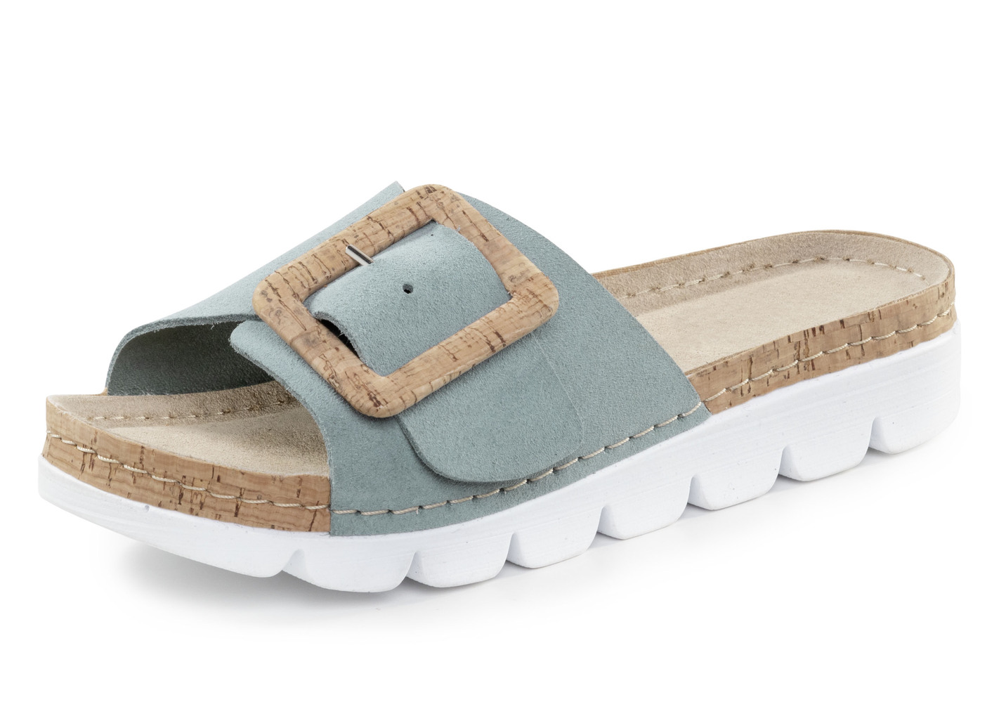 ELENA EDEN, trendige Damen-Pantoletten, aus Leder, Bleu, Größe 38 von ELENA EDEN