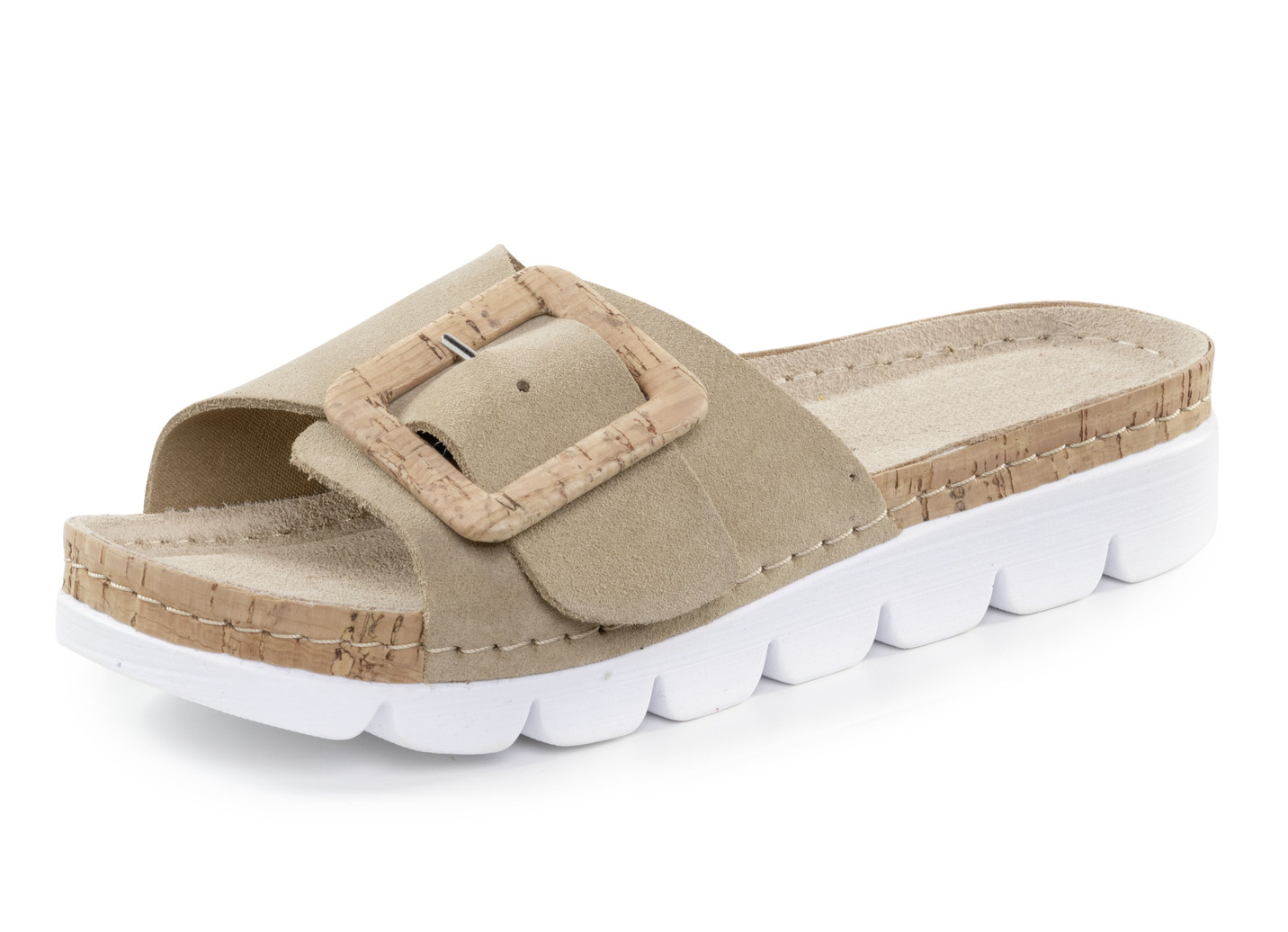 ELENA EDEN, trendige Damen-Pantoletten, aus Leder, Sand, Größe 39 von ELENA EDEN