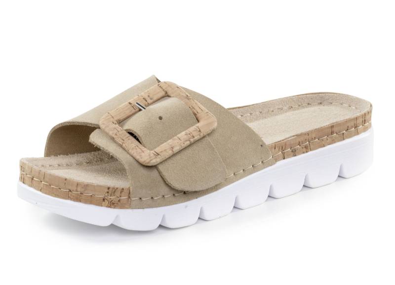 ELENA EDEN, trendige Damen-Pantoletten, aus Leder, Sand, Größe 41 von ELENA EDEN