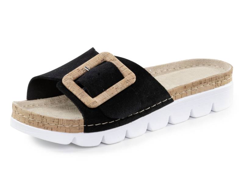 ELENA EDEN, trendige Damen-Pantoletten, aus Leder, Schwarz, Größe 36 von ELENA EDEN