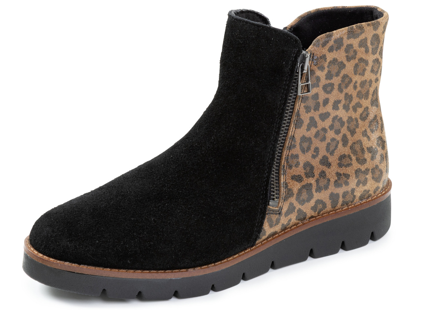 ELENA EDEN, trendige Damen-Stiefeletten, Weite G, mit herausnehmbarem Fußbett, Schwarz-Braun, Größe 36 von ELENA EDEN