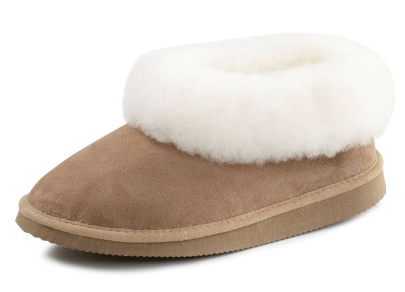 ELENA EDEN, warme Damen-Hausschuhe, Weite G, mit Lammfell, Tabakbraun, Größe 40 von ELENA EDEN