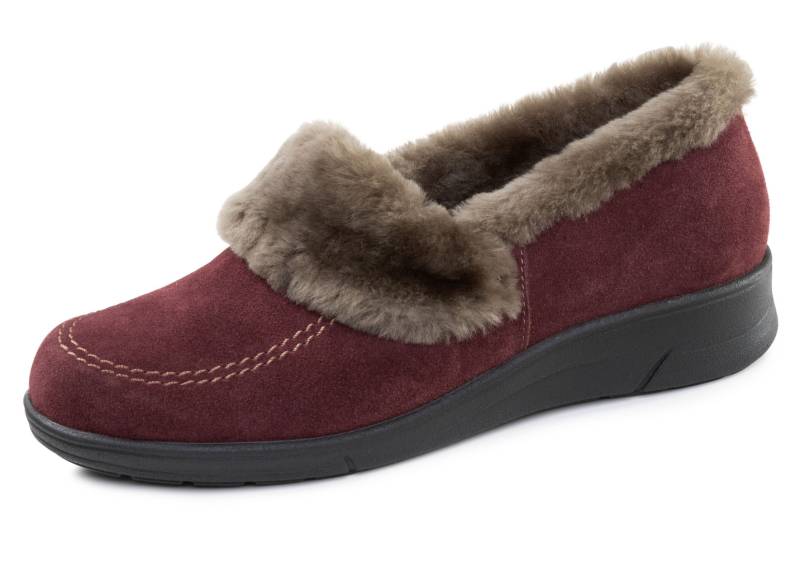 ELENA EDEN, warme Damen-Hausschuhe, Weite H, mit Lammfell, Bordeaux, Größe 41 von ELENA EDEN
