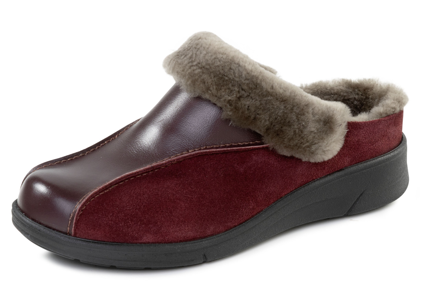 ELENA EDEN, warme Damen-Hausschuhe, Weite H, mit Lammfell, Burgund, Größe 36 von ELENA EDEN