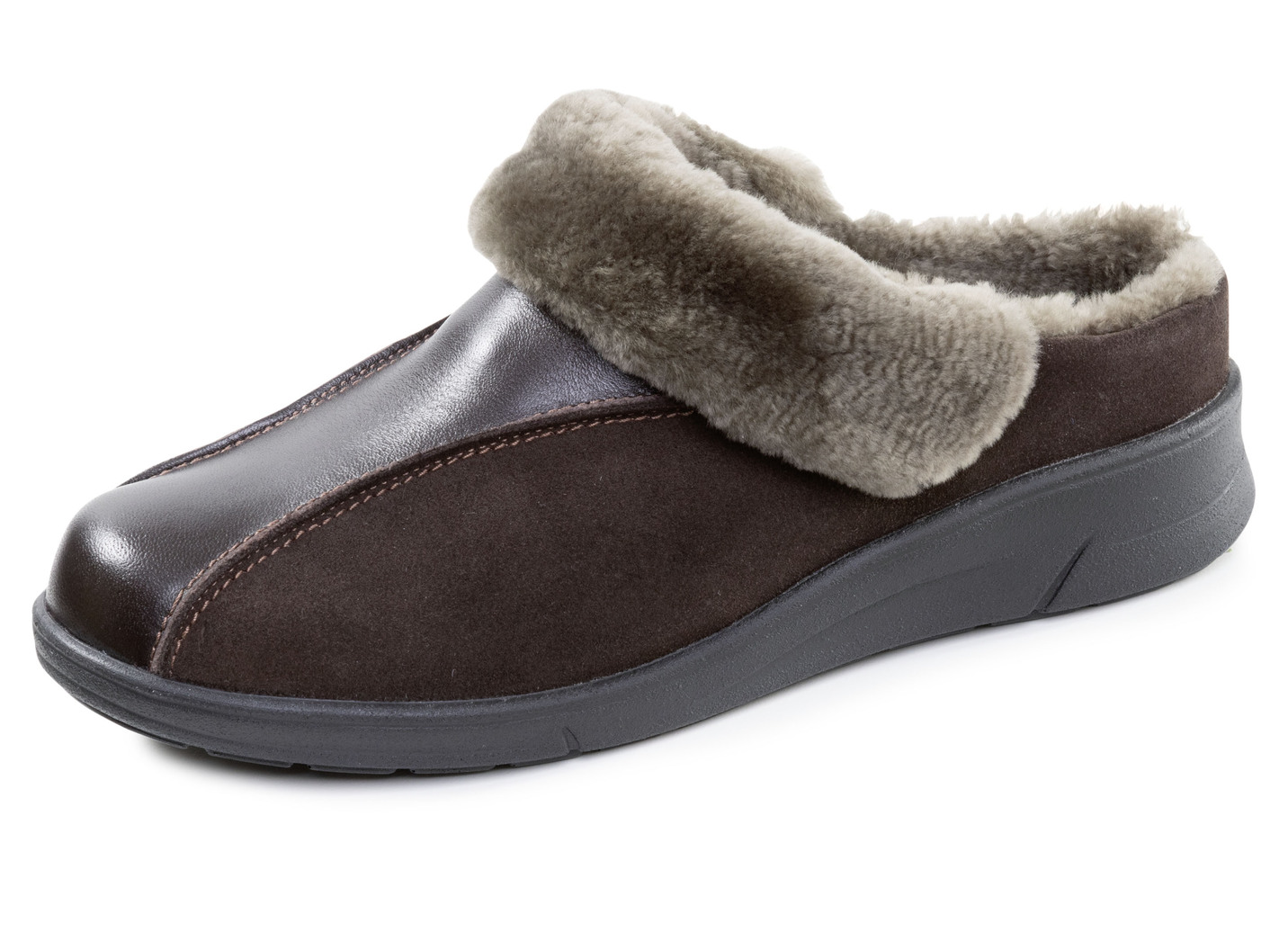 ELENA EDEN, warme Damen-Hausschuhe, Weite H, mit Lammfell, Mokka, Größe 38 von ELENA EDEN