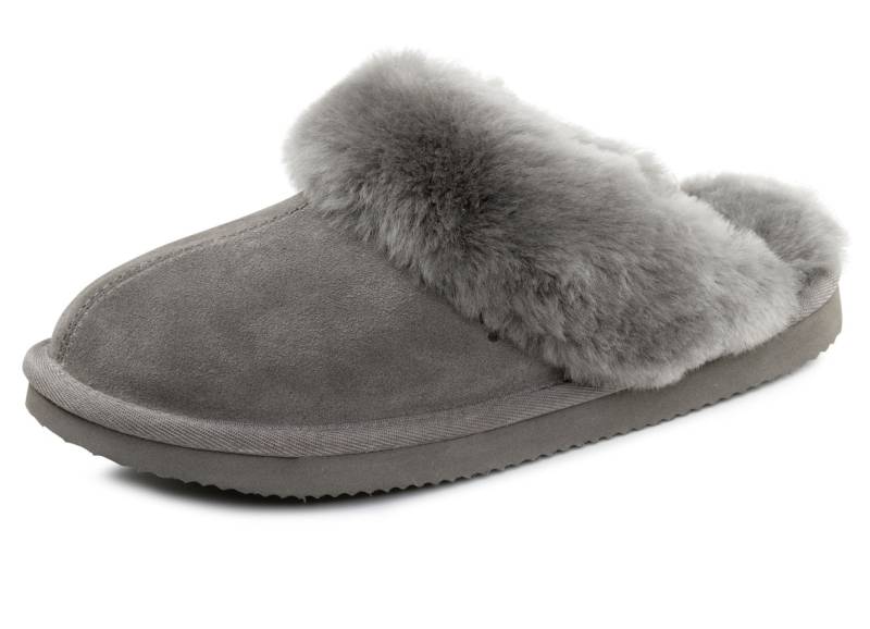 ELENA EDEN, warme Damen-Hausschuhe, mit Lammfell, Grau, Größe 40 von ELENA EDEN