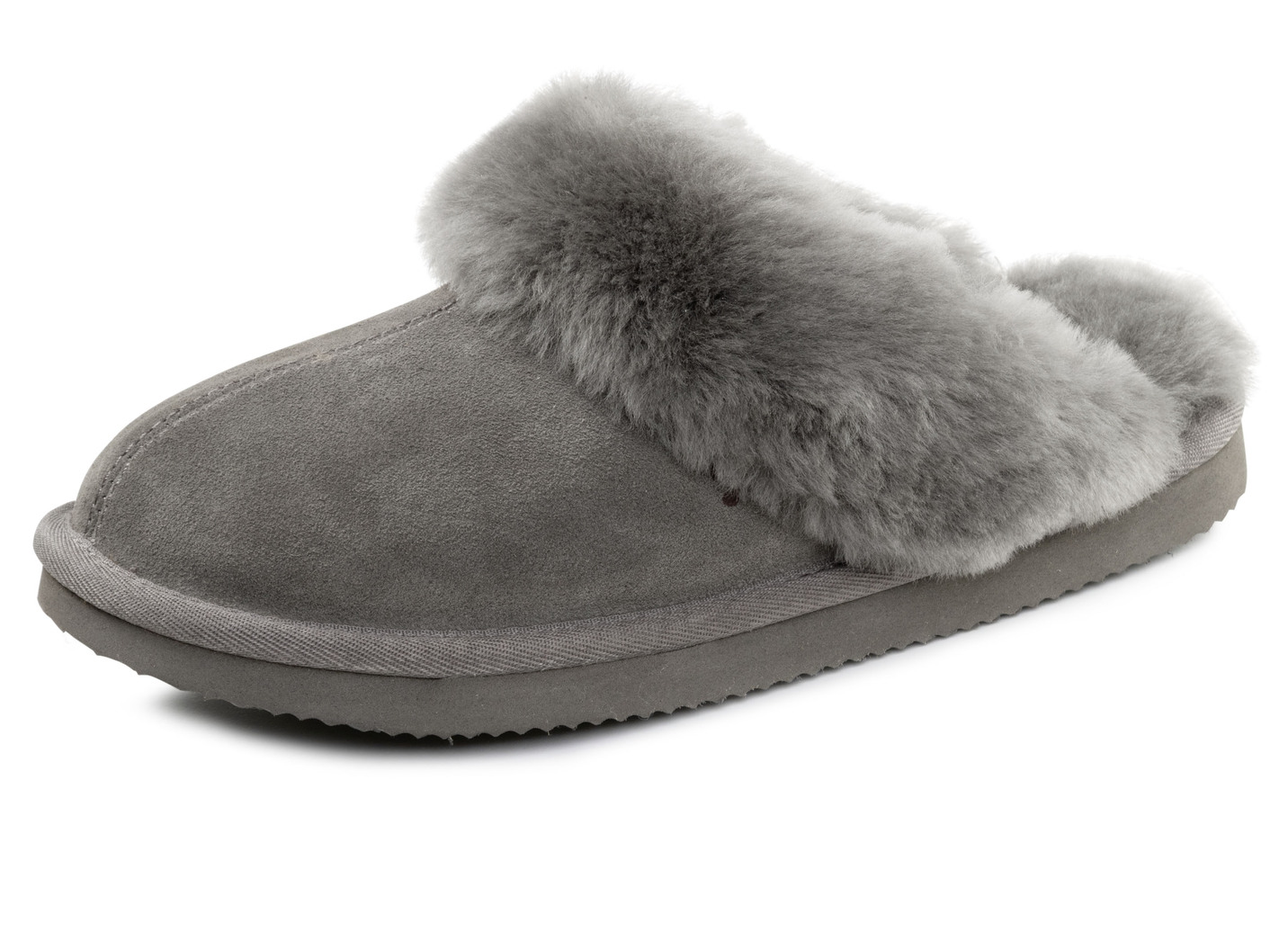 ELENA EDEN, warme Damen-Hausschuhe, mit Lammfell, Grau, Größe 42 von ELENA EDEN