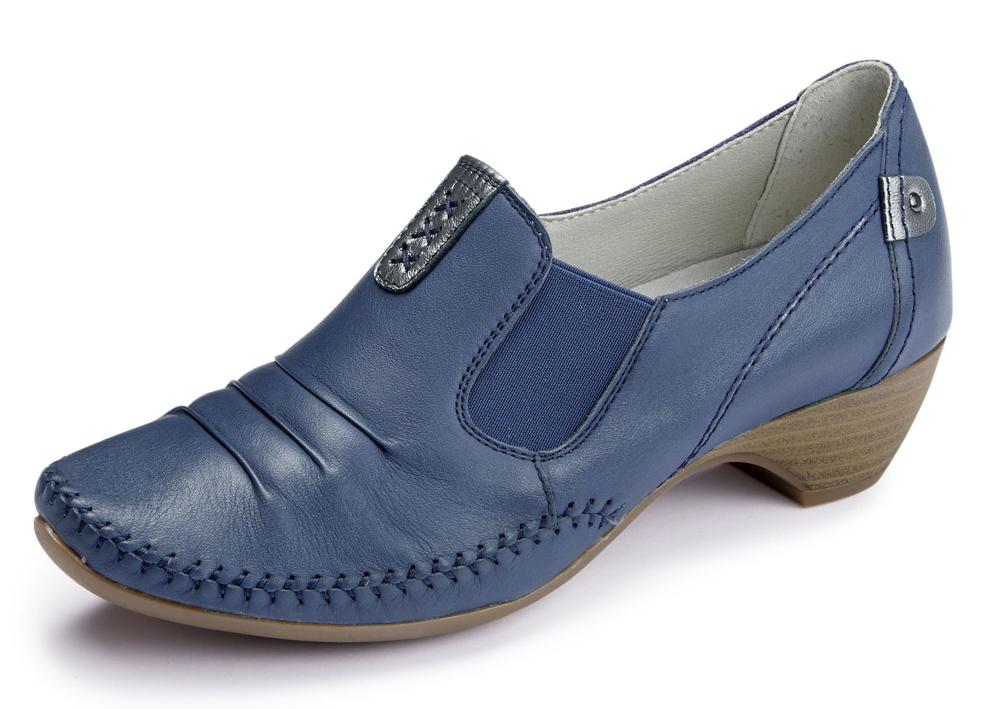 ELENA EDEN Mokassin-Pumps mit Metallic-Lederbesätzen, Blau, Größe 38 von ELENA EDEN