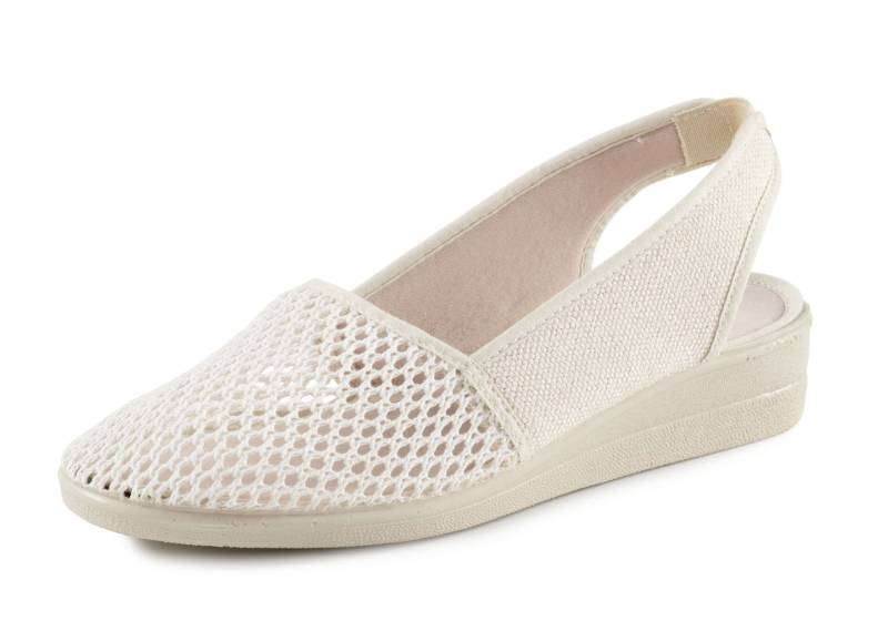 ELENA EDEN Sandale aus luftigem Meshmaterial und Textil mit Metallicschimmer, Hellbeige, Größe 41 von ELENA EDEN
