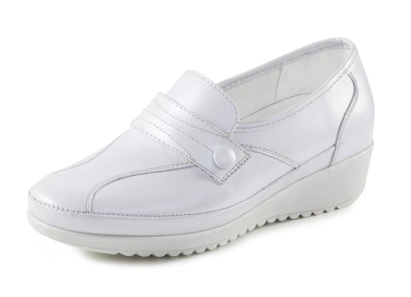 ELENA EDEN Slipper mit Zier-Knopf und Elastikeinsatz, Perlgrau, Größe 39 von ELENA EDEN