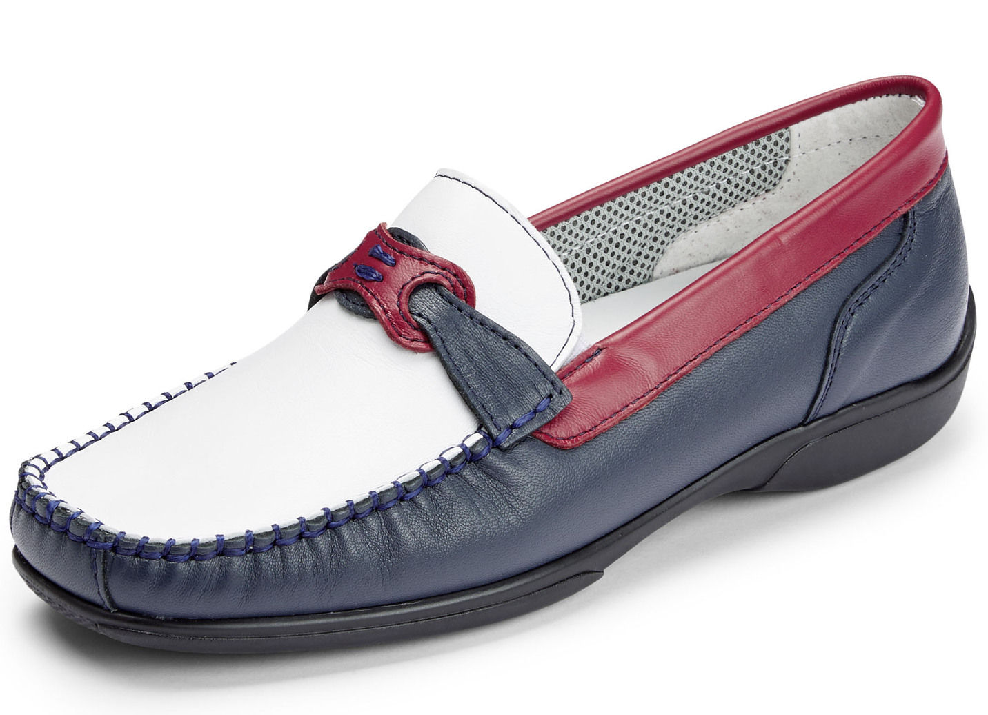 ELENA EDEN Slipper mit dekorativer Spange, Blau-Weiss-Rot, Größe 37 von ELENA EDEN