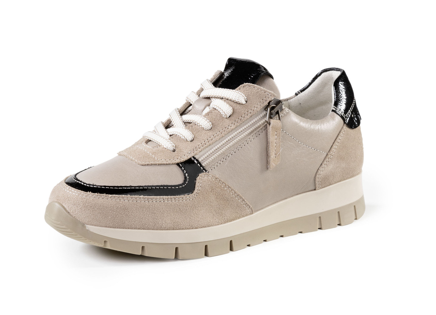 ELENA EDEN Sneaker mit rückwärtigem Nietenbesatz, Taupe-Schwarz, Größe 38 von ELENA EDEN