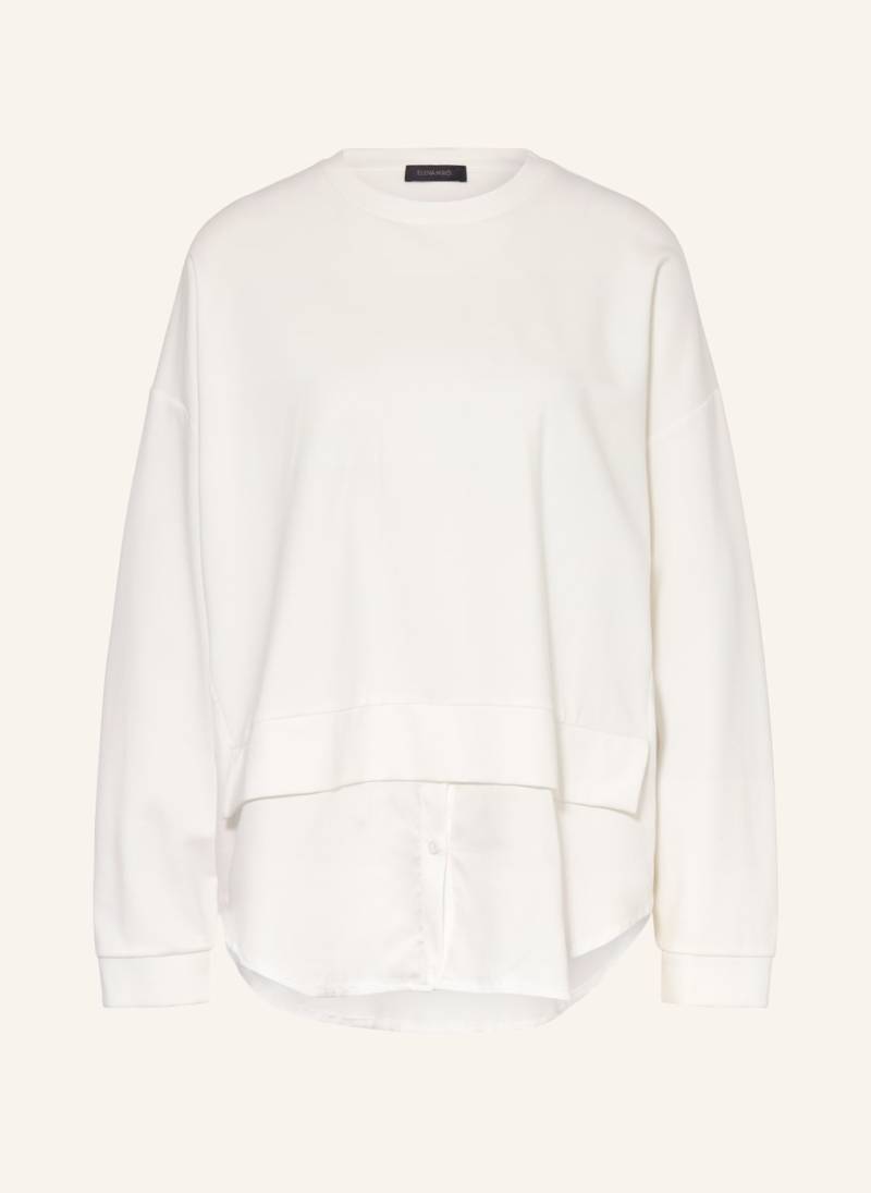 Elena Miro Sweatshirt Im Materialmix weiss von ELENA MIRO