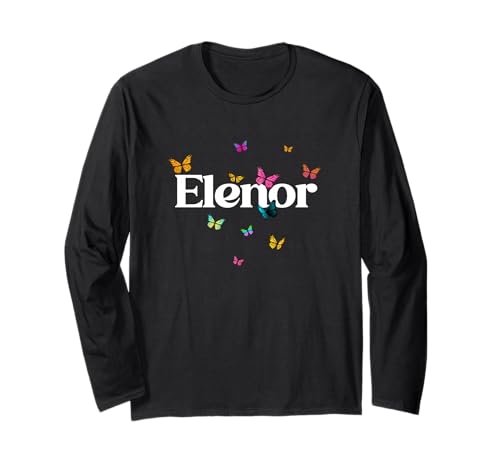 Elenor - Schöner Mädchen Name mit bunten Schmetterlingen Langarmshirt Elenor - Schöner Mädchen Name mit bunten Schmetterlingen Langarmshirt von ELENOR Tochter Enkel Geburtstag Geschenkideen