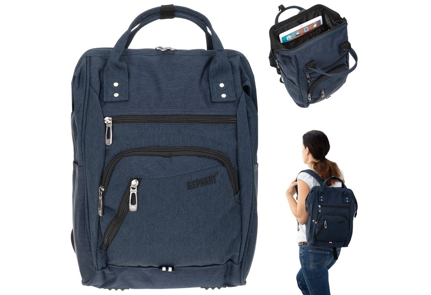 ELEPHANT Cityrucksack Finn 12830 Damenrucksack Rucksack, A4 Damen Handtasche Daypack Klappöffnung + Schlüsselbörse von ELEPHANT