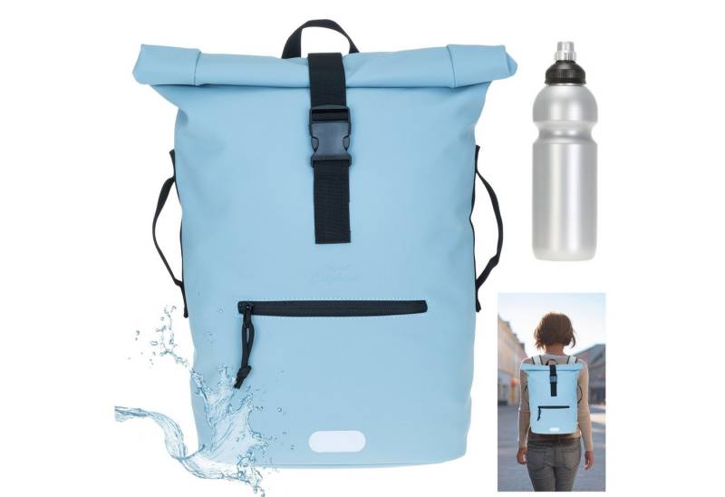 ELEPHANT Freizeitrucksack Time Bag aus Plane, Rucksack Laptoprucksack Daypack wasserabweisend + Trinkflasche von ELEPHANT