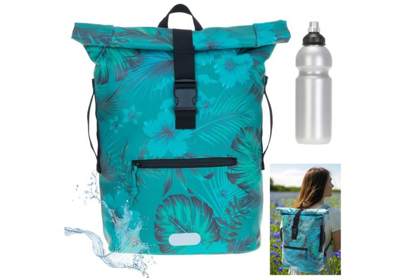 ELEPHANT Freizeitrucksack Time Bag aus Plane, Rucksack Laptoprucksack Daypack wasserabweisend + Trinkflasche von ELEPHANT