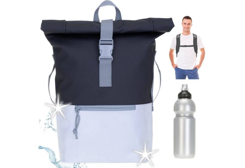 ELEPHANT Freizeitrucksack Time Bag aus Plane, Rucksack Laptoprucksack Daypack wasserabweisend + Trinkflasche von ELEPHANT
