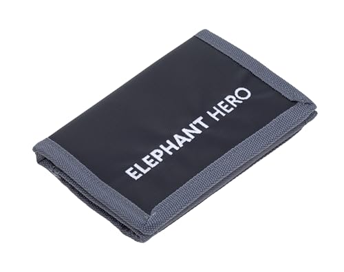 ELEPHANT Geldbörse Kinder Portemonnaie Hero Signature Wallet Schlüsselkette Börse Mädchen Jungen Ausweishülle Geldbeutel Schülerbörse Purse (Color Block Schwarz Athrazit 13043) von ELEPHANT