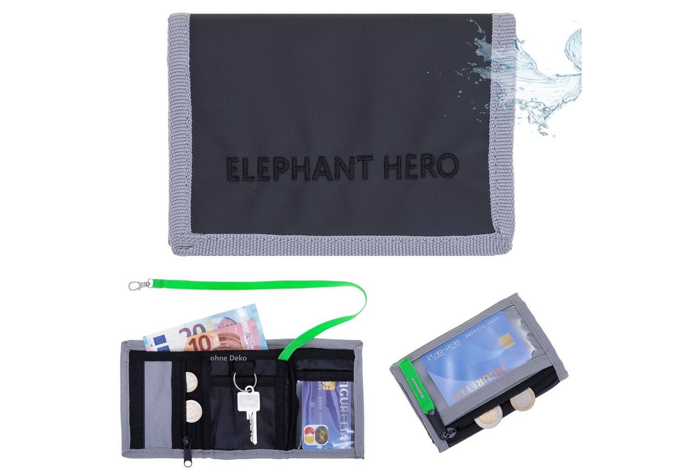 ELEPHANT Geldbörse Mädchen Jungen Hero Signature, Wallet Klettbörse Schülerbörse Schlüsselring Ausweisfach von ELEPHANT