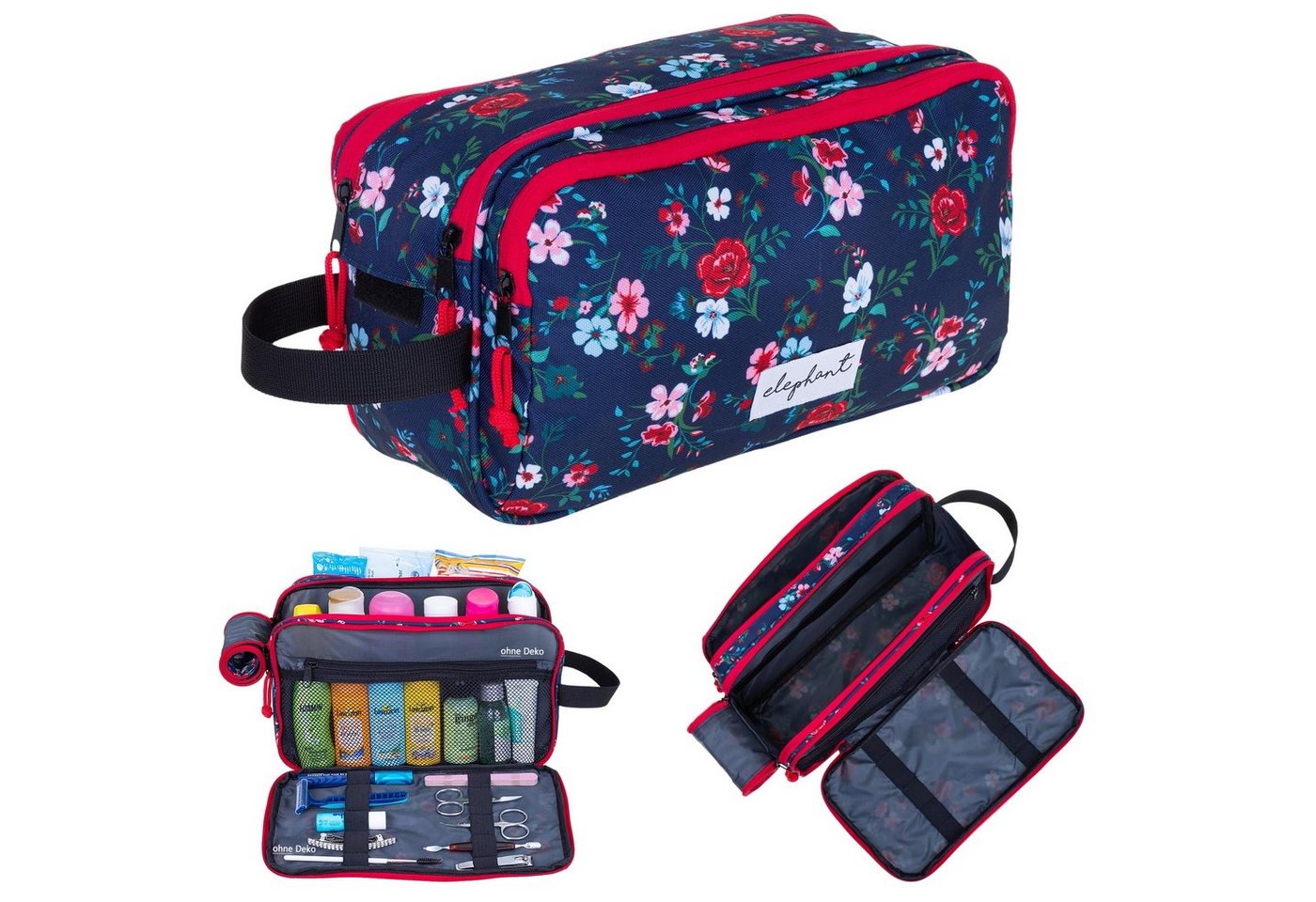 ELEPHANT Kulturbeutel Travel Flower Damen Washbag Reise, Kulturtasche Kosmetiktasche Reise Tasche Sauna von ELEPHANT