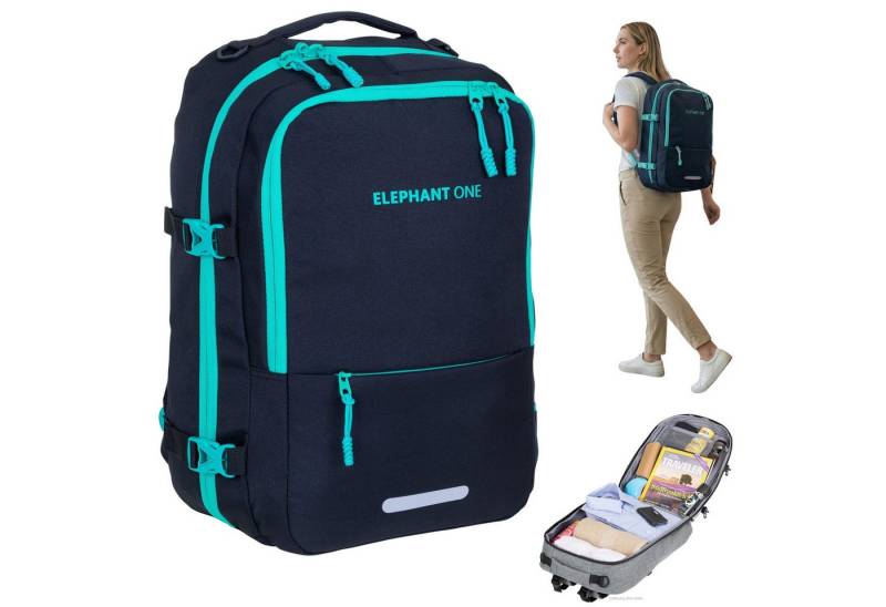 ELEPHANT Reiserucksack Handgepäck Fly Kabinen Daypack Herren Damen Laptopfach, Geheimfach Overnight Daypack Reise Flugzeug One ECO 13132 +Gurt von ELEPHANT