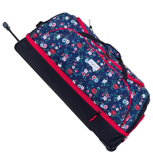 ELEPHANT Reisetrolley Reisetasche Trolley Cruiser 100-135 Liter Damen Herren erweiterbar Gepäck Tasche Schultergurt Trolly 80 cm Large (Blue Flower (dunkelblau-rot) 13025) von ELEPHANT