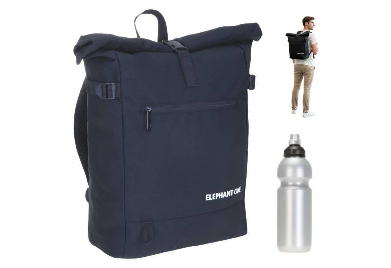 ELEPHANT Rucksack Damen Herren Freizeitrucksack A4 groß Laptoprucksack, Travel Geheimfach Daypack Reiserucksack Tasche One 13114 + Flasche von ELEPHANT