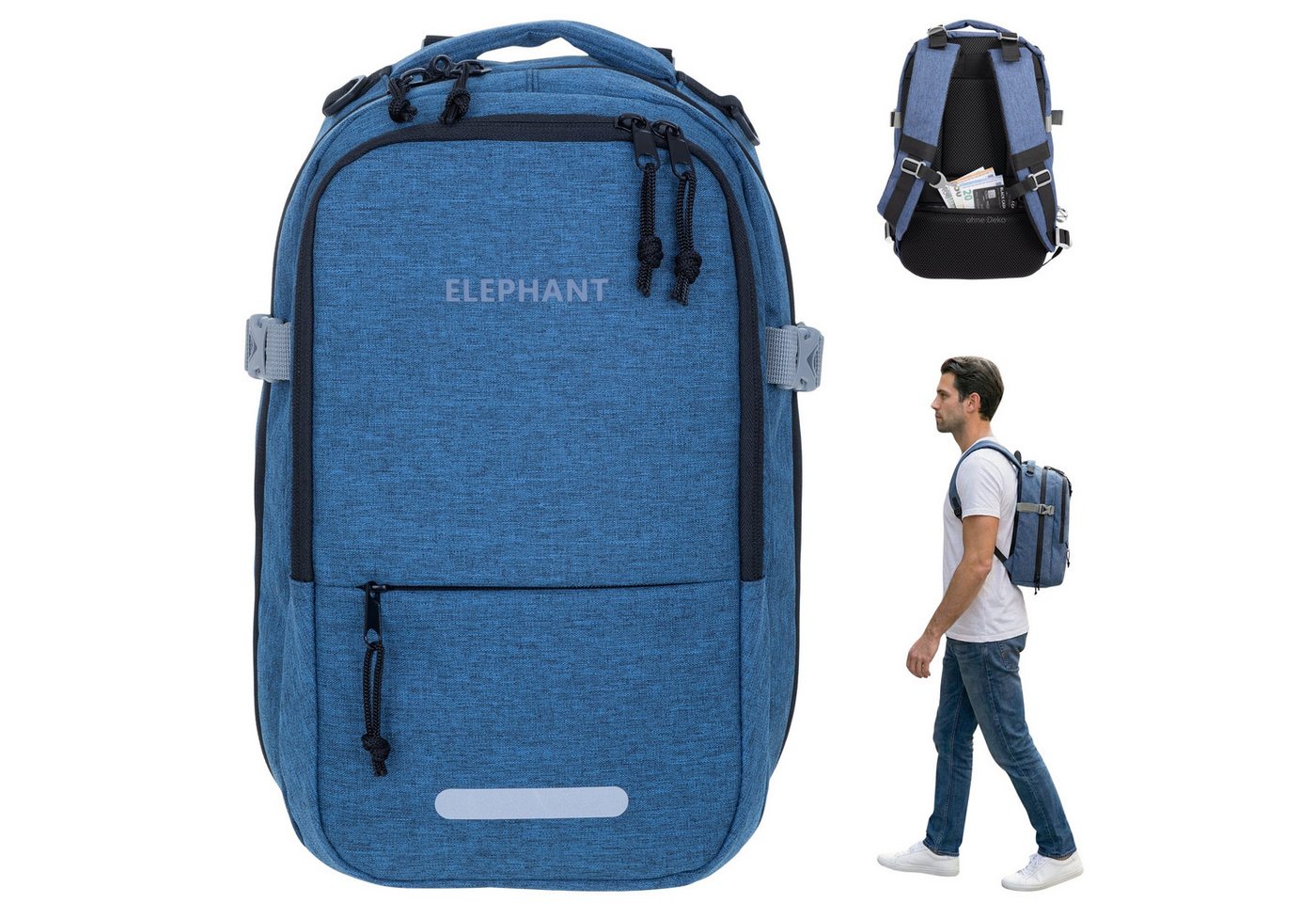 ELEPHANT Rucksack Flugzeug Handgepäck Damen Herren 40x25x20 cm Ryanair, Kabine Reise Reiserucksack Daypack 20 L Gepäck Travel small von ELEPHANT