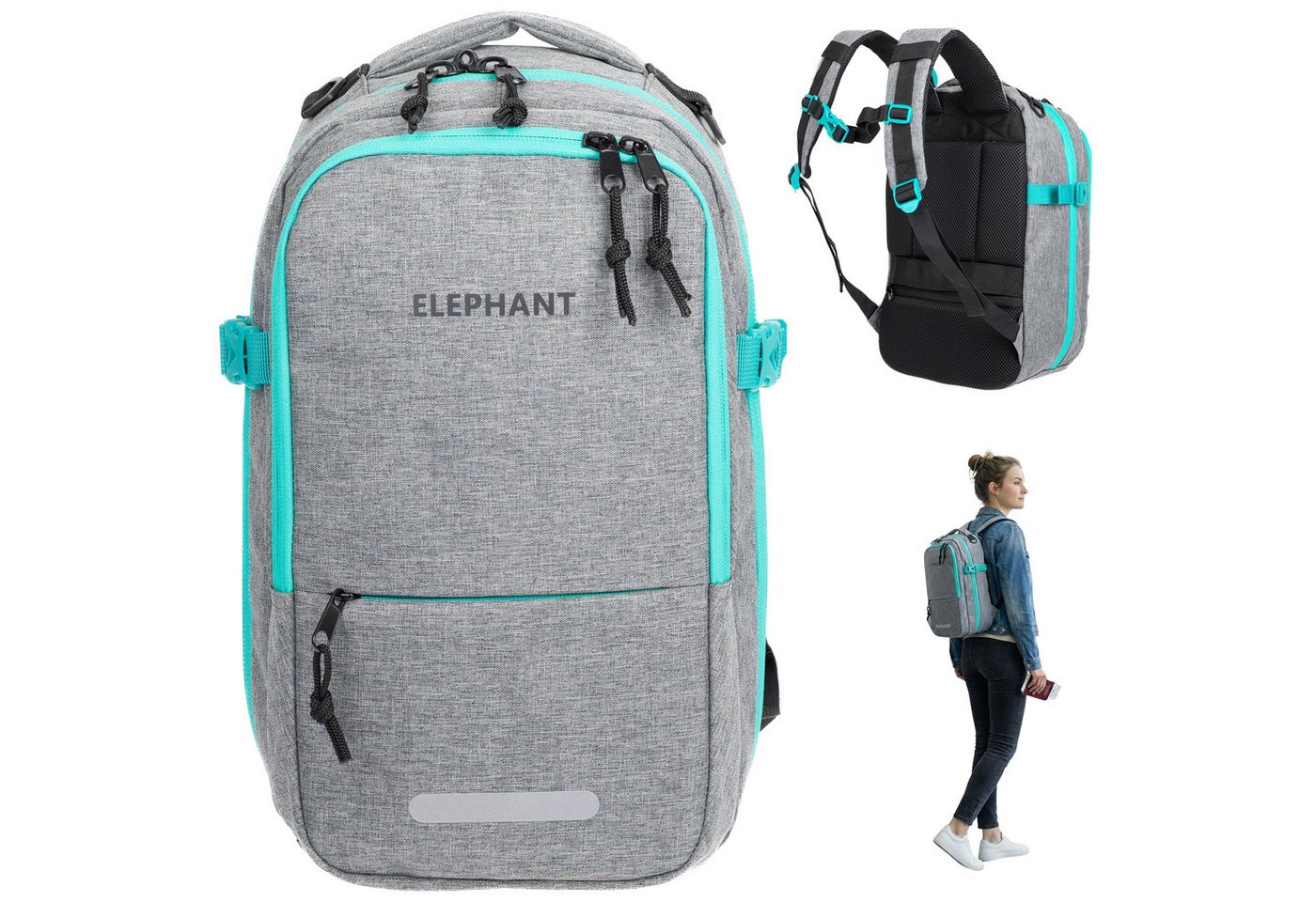 ELEPHANT Rucksack Flugzeug Handgepäck Damen Herren 40x25x20 cm Ryanair, Kabine Reise Reiserucksack Daypack 20 L Gepäck Travel small von ELEPHANT
