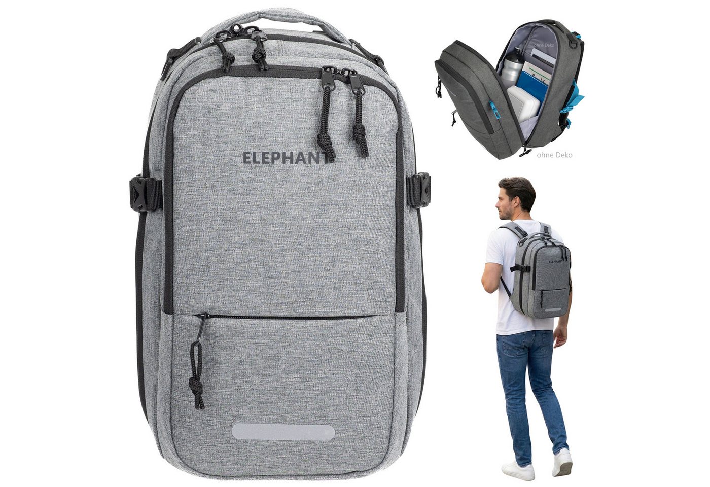 ELEPHANT Rucksack Flugzeug Handgepäck Damen Herren 40x25x20 cm Ryanair, Kabine Reise Reiserucksack Daypack 20 L Gepäck Travel small von ELEPHANT