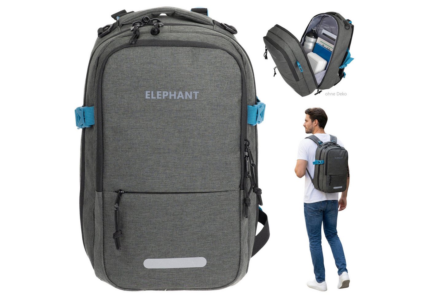 ELEPHANT Rucksack Flugzeug Handgepäck Damen Herren 40x25x20 cm Ryanair, Kabine Reise Reiserucksack Daypack 20 L Gepäck Travel small von ELEPHANT