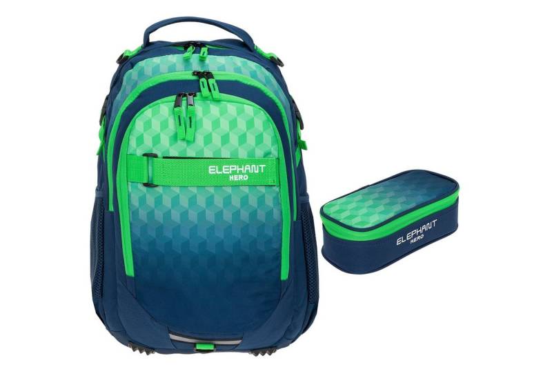 ELEPHANT Schulrucksack Hero Signature Schultasche (2 Teile Set), Rucksack + Mäppchen Box von ELEPHANT