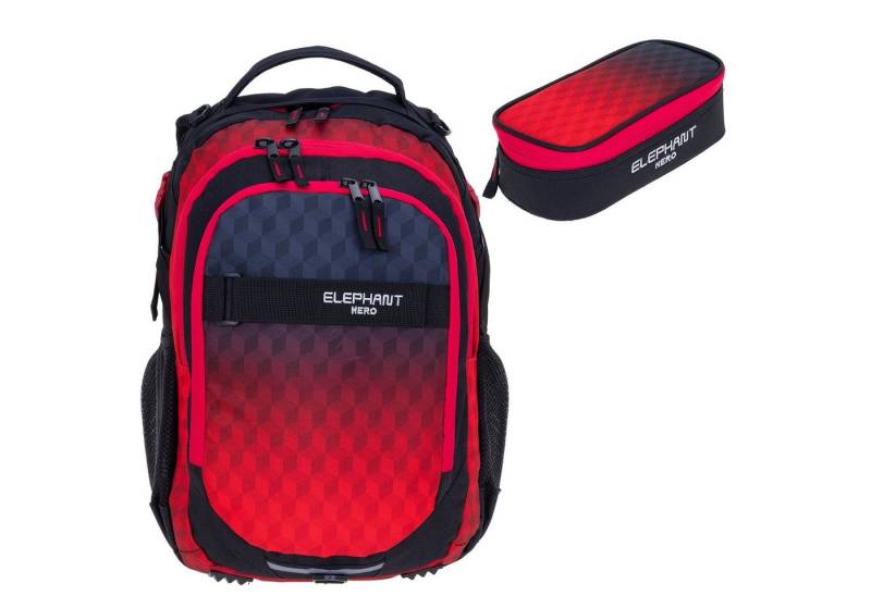 ELEPHANT Schulrucksack Hero Signature Schultasche (2 Teile Set), Rucksack + Mäppchen Box von ELEPHANT