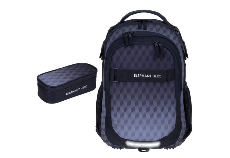 ELEPHANT Schulrucksack Hero Signature Schultasche (2 Teile Set), Rucksack + Mäppchen Box von ELEPHANT