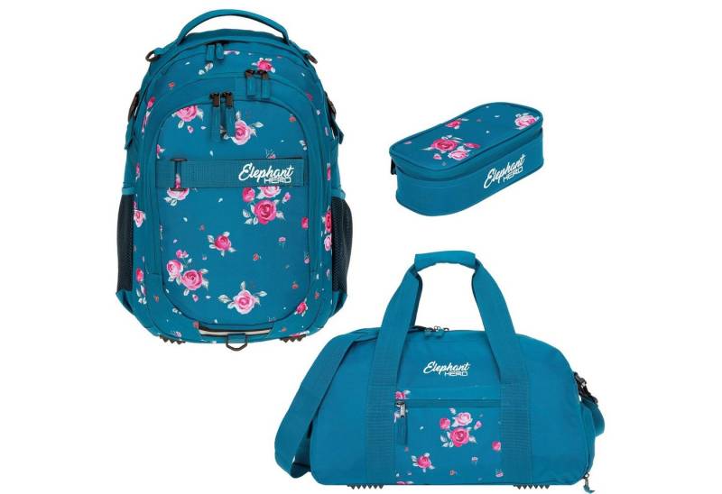 ELEPHANT Schulrucksack Hero Signature Schultasche (Set, 3-tlg., 3 Teile Rucksack Sporttasche Mäppchen Box), Softcase Schulranzen Schulmappe +rsm von ELEPHANT