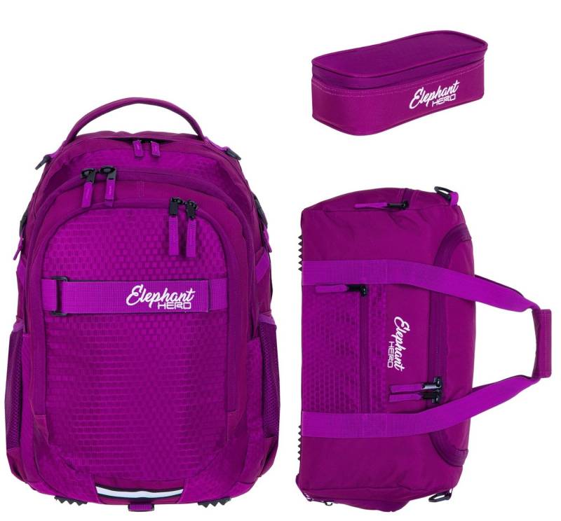 ELEPHANT Schulrucksack Hero Signature Schultasche (Set, 3-tlg., 3 Teile Rucksack Sporttasche Mäppchen Box), Softcase Schulranzen Schulmappe +rsm von ELEPHANT