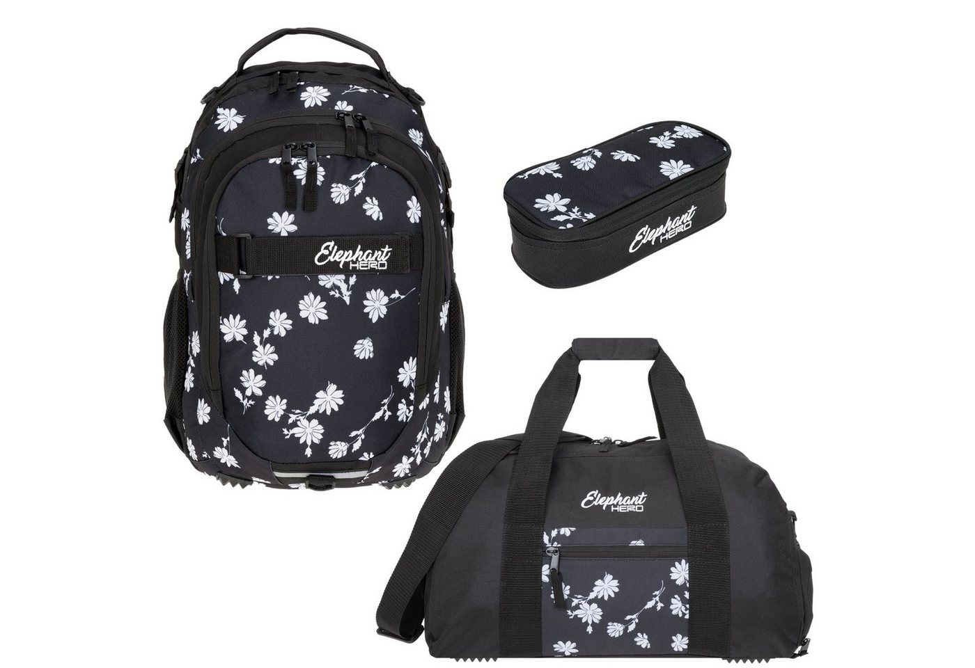 ELEPHANT Schulrucksack Hero Signature Schultasche (Set, 3-tlg., 3 Teile Rucksack Sporttasche Mäppchen Box), Softcase Schulranzen Schulmappe +rsm von ELEPHANT