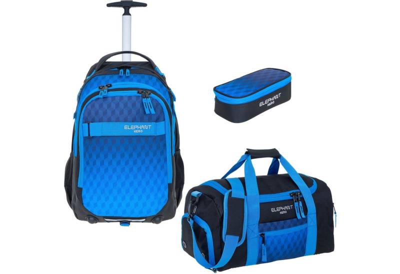 ELEPHANT Schulrucksack Schultrolley Trolley Hero Signature Schulrucksack (3 Teile Set), Rucksacktrolley Schule Rucksack Trolly, Sporttasche, Mäppchen Box +tsm von ELEPHANT